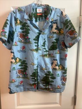 Pokémon Printed Button-Up Camp Shirt - Light Blue